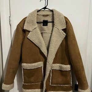 Cotton On Brown Teddy Jacket with Cream Trim